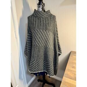 Gray Wool Blend Poncho Sweater